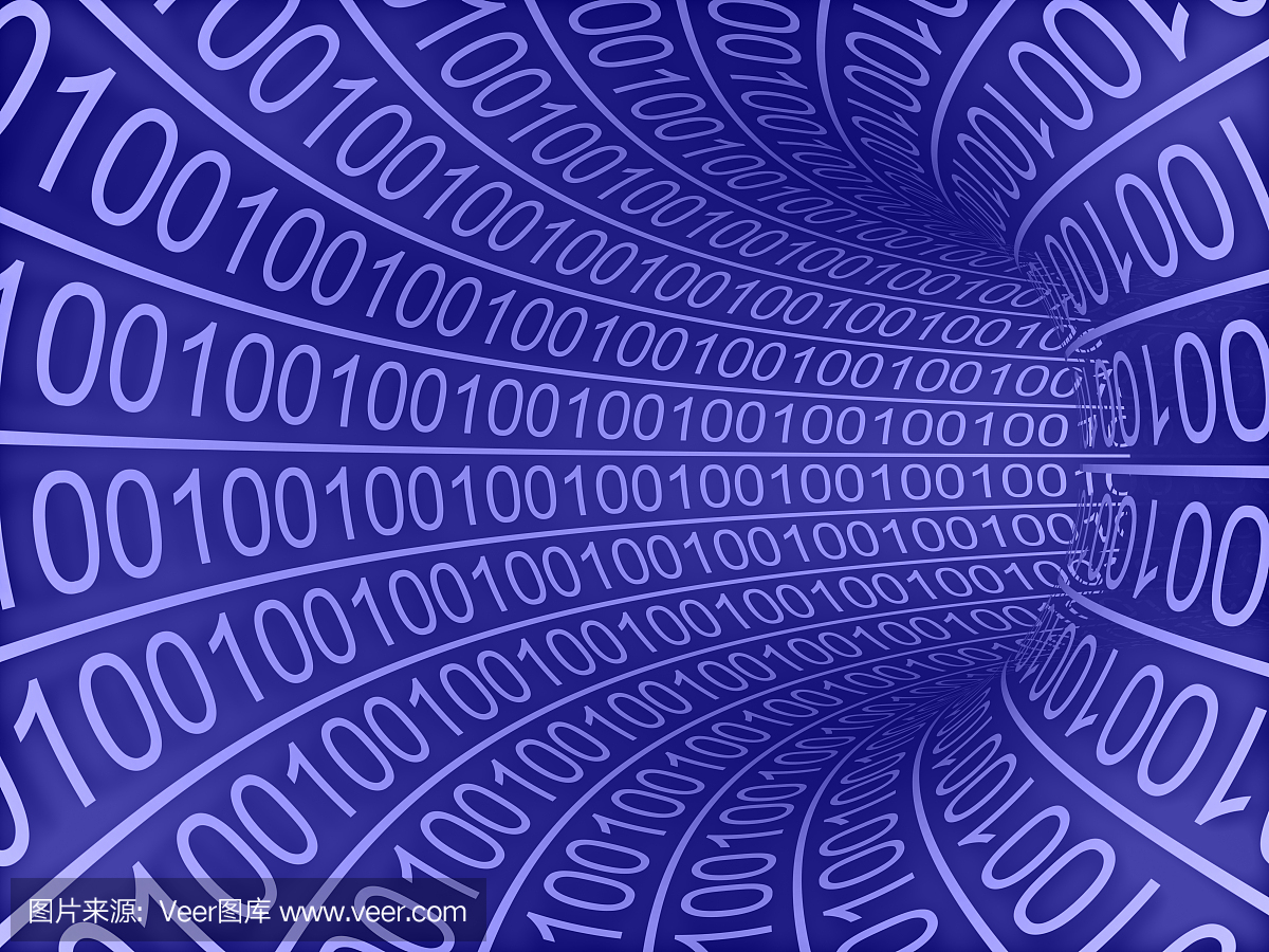 二进制隧道蓝色高分辨率3d渲染